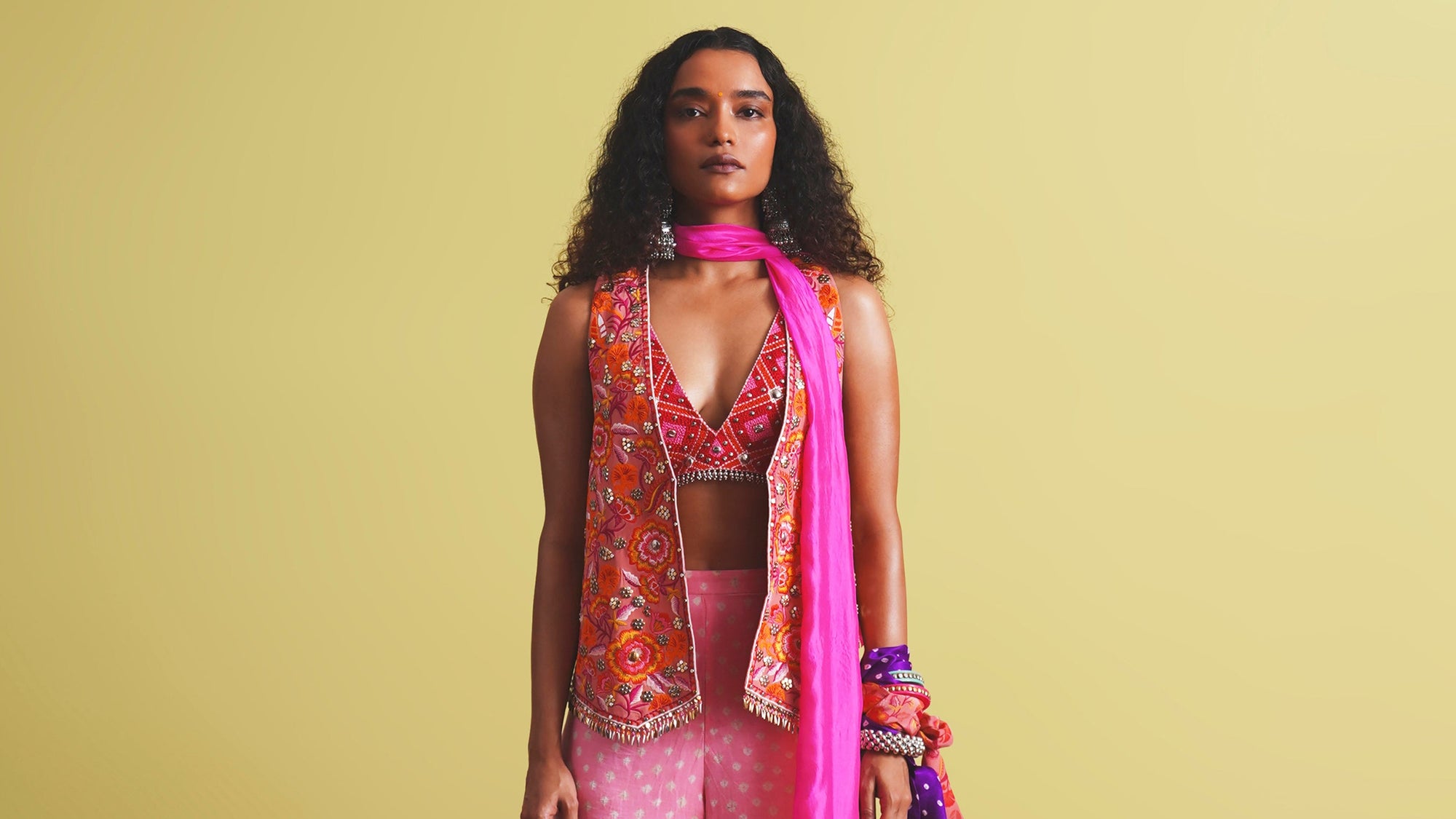 Aurora, Floral Waistcoat, Pants, Blouse