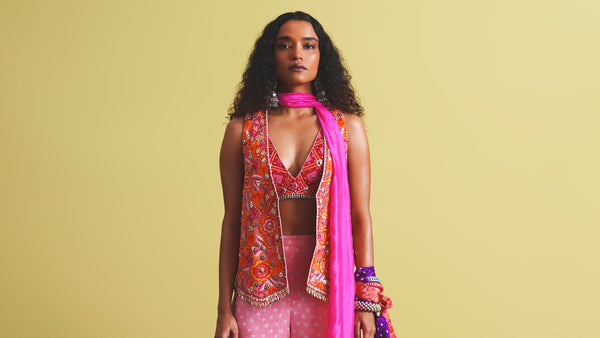 Aurora, Floral Waistcoat, Pants, Blouse