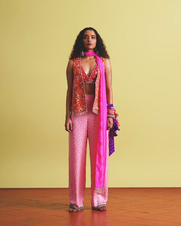 Aurora, Floral Waistcoat, Pants, Blouse