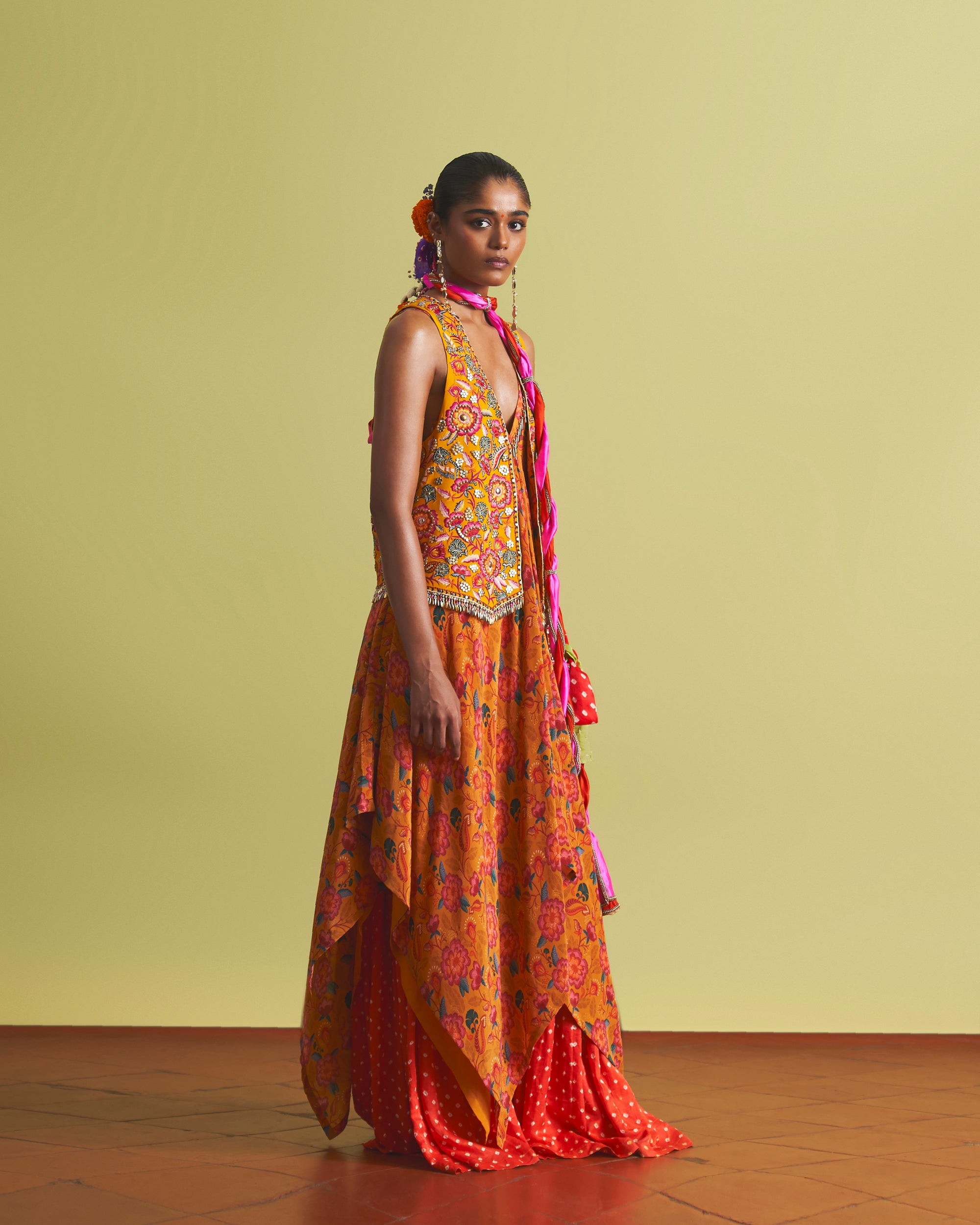 Phool Waistcoat, Handkerchief Kurta