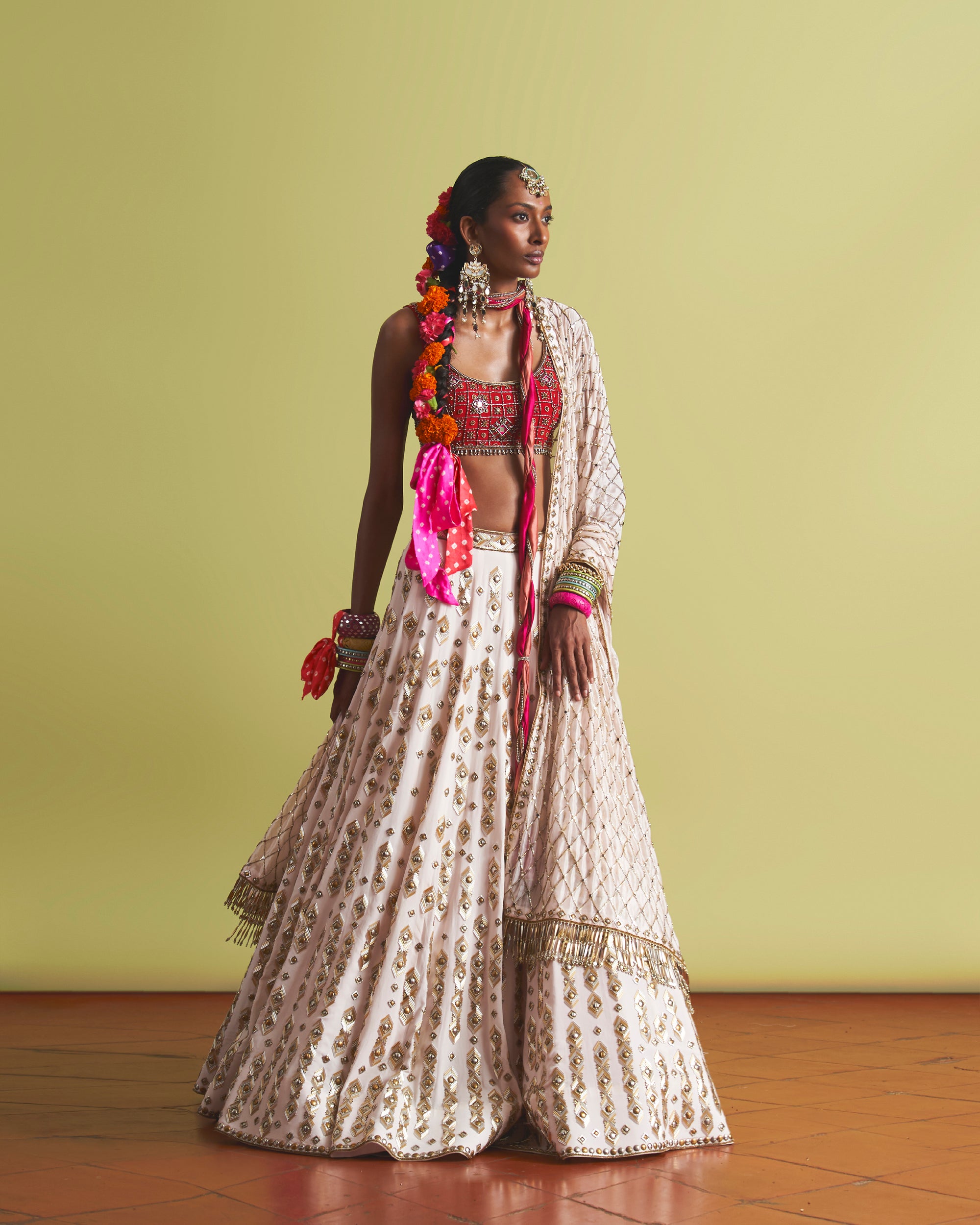 Shyne Lehenga, Ruby Blouse & Starlight Dupatta