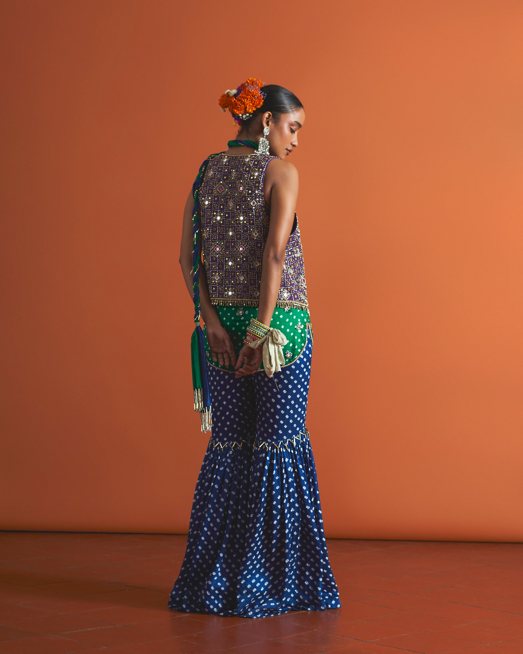 Deodar Kurta, Cerulean Pants, Berry Waistcoat