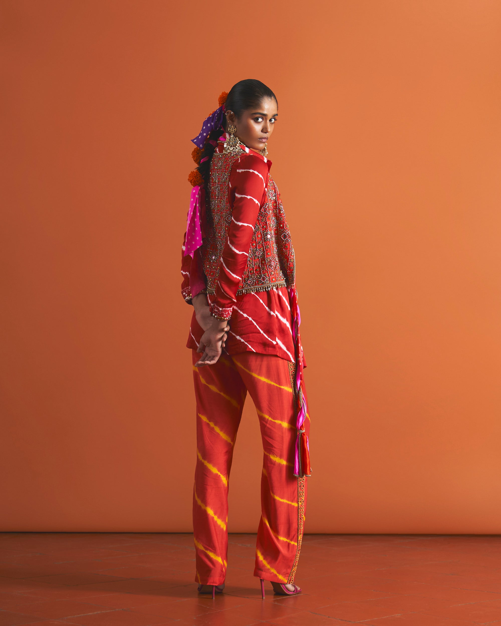 Crimson, Sunset Pants With Flame Waistcoat