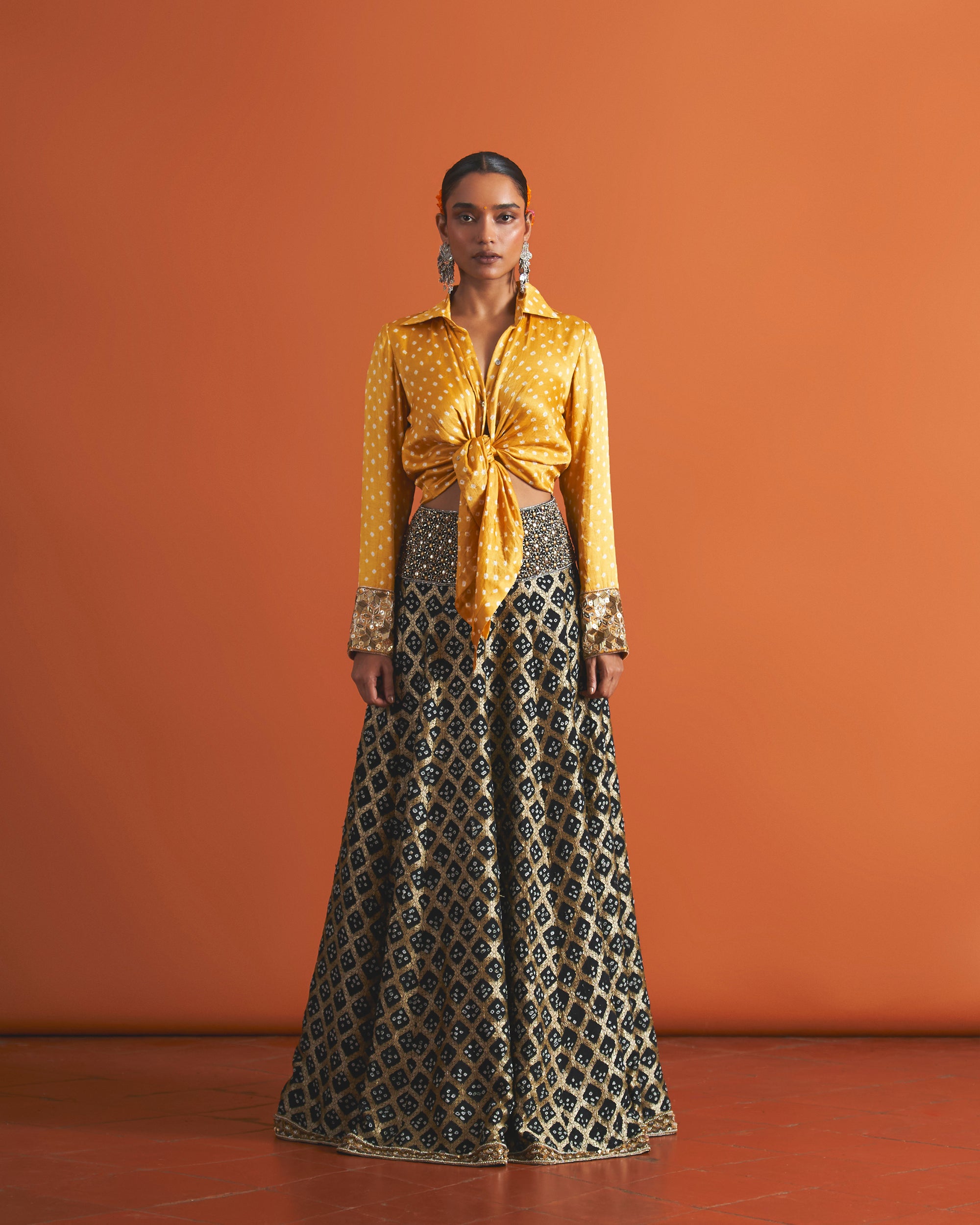 Amaris Knotted Shirt & Tara Lehenga