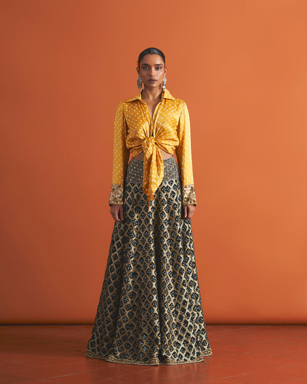 Amaris Knotted Shirt & Tara Lehenga