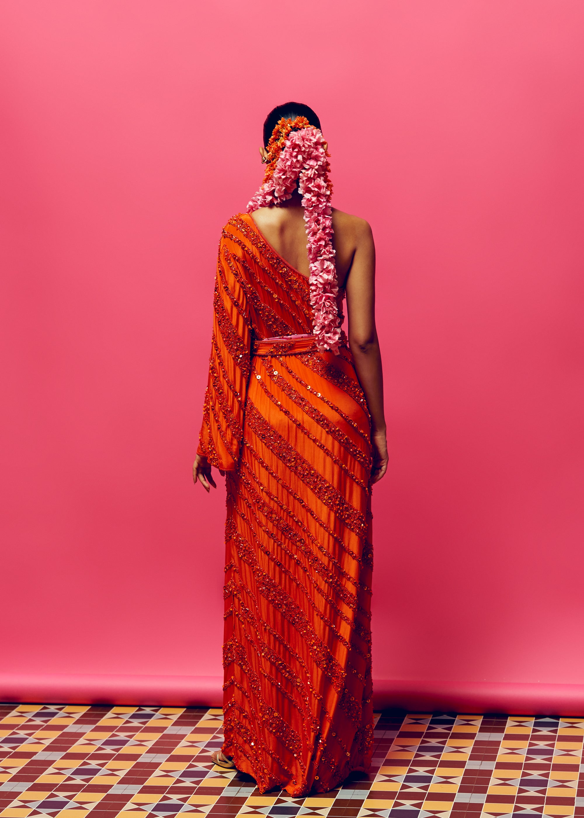 Siena One Shoulder Sequin Embellished kurta/dress And Brocade Pants
