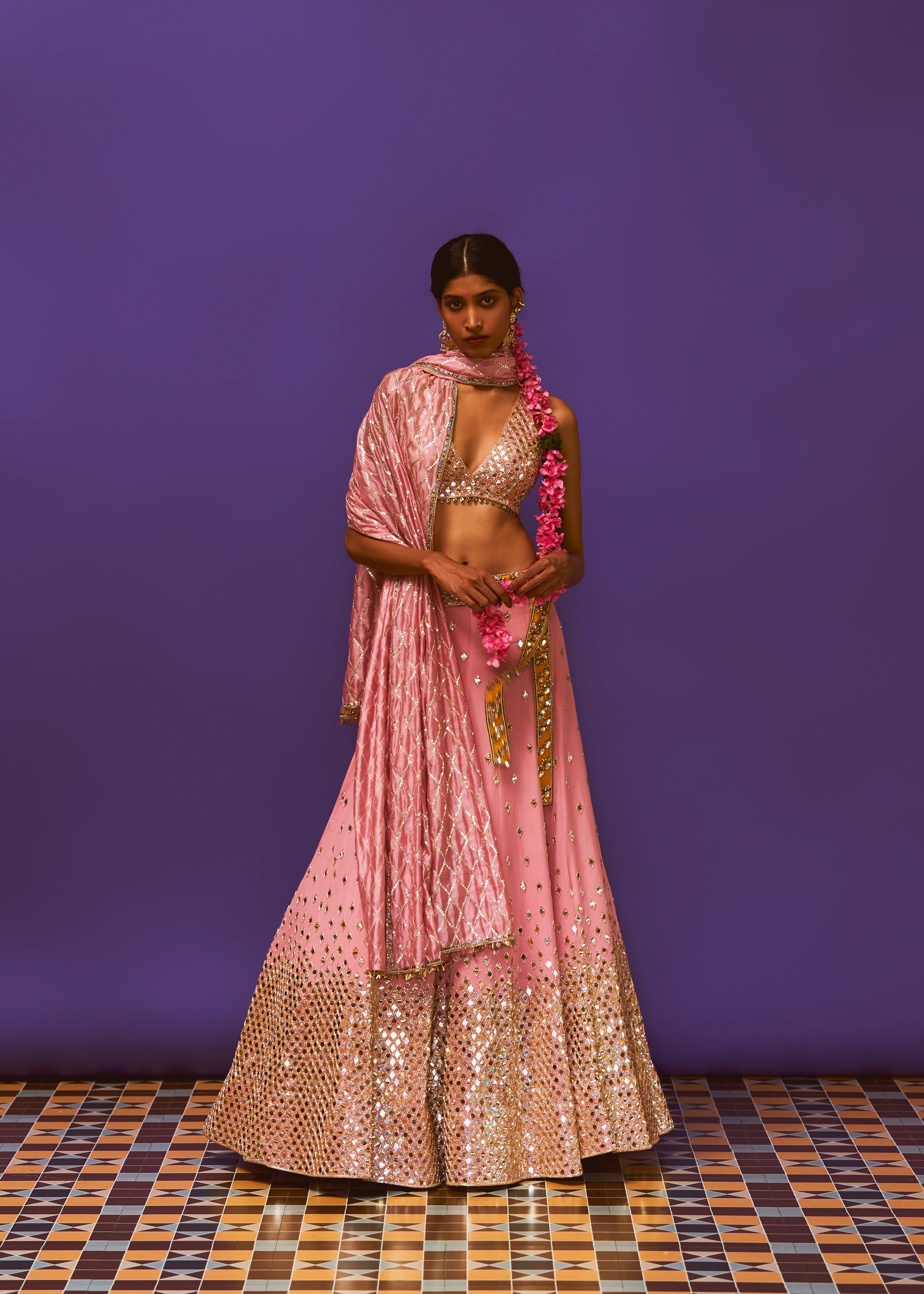 The Chrystanemum Lehenga And Chrystanemum blouse, Chrysanthemum Dupatta