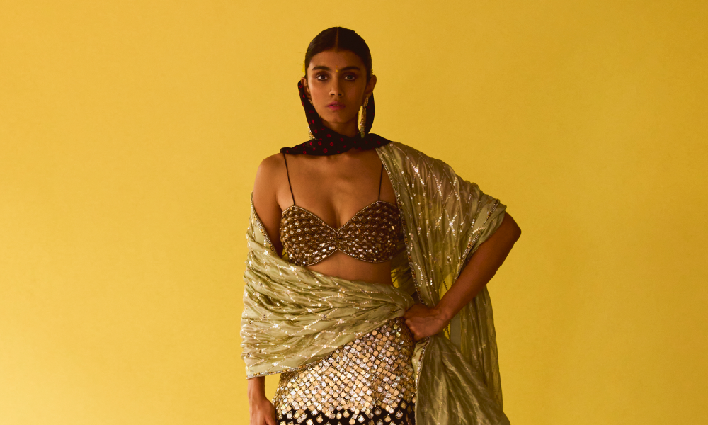 Astral Shellwork Lehenga, Astral Sequin Blouse and Astral Dupatta