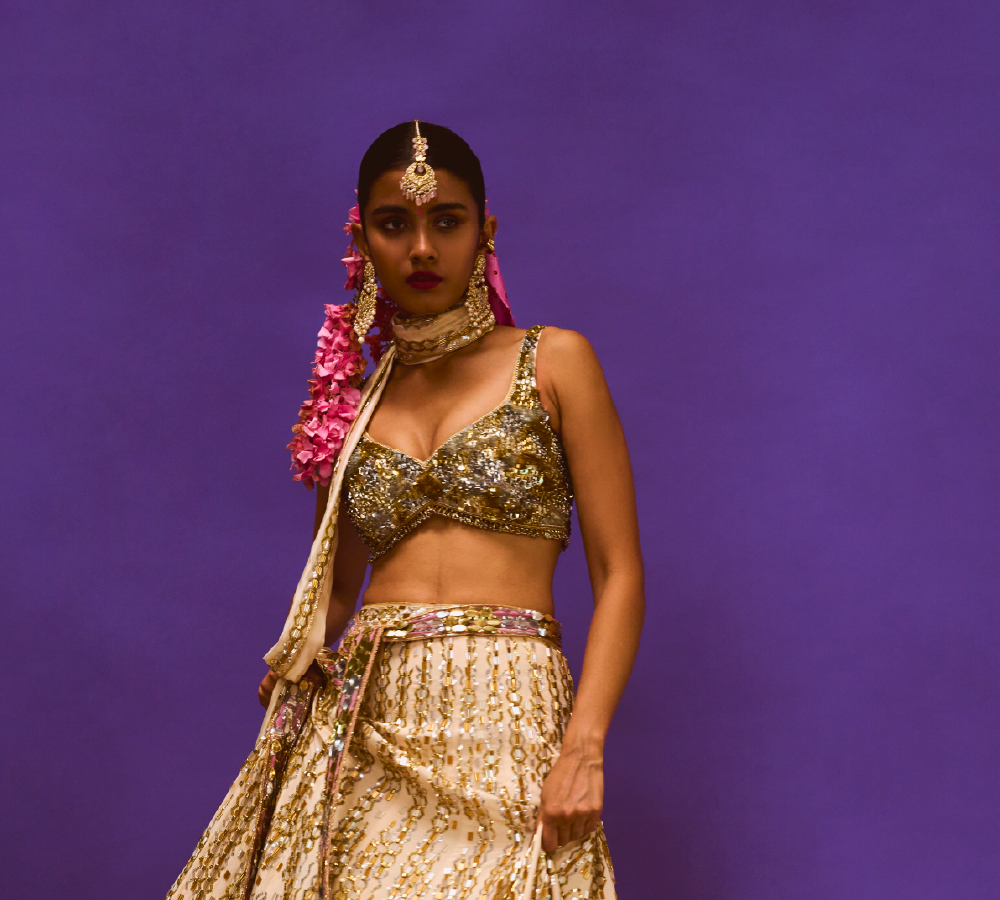 Bijli Sequin Lehenga, Sequin Blouse & Embellished Dupatta