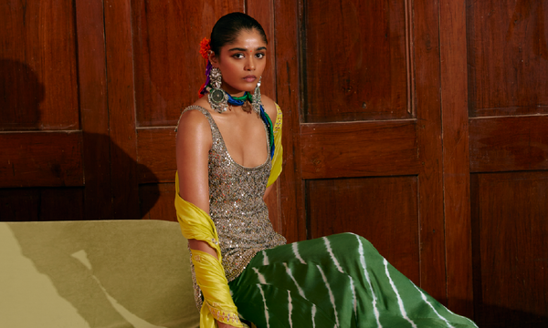 Luna Kurta With Sage Dupatta & Emerald Pants