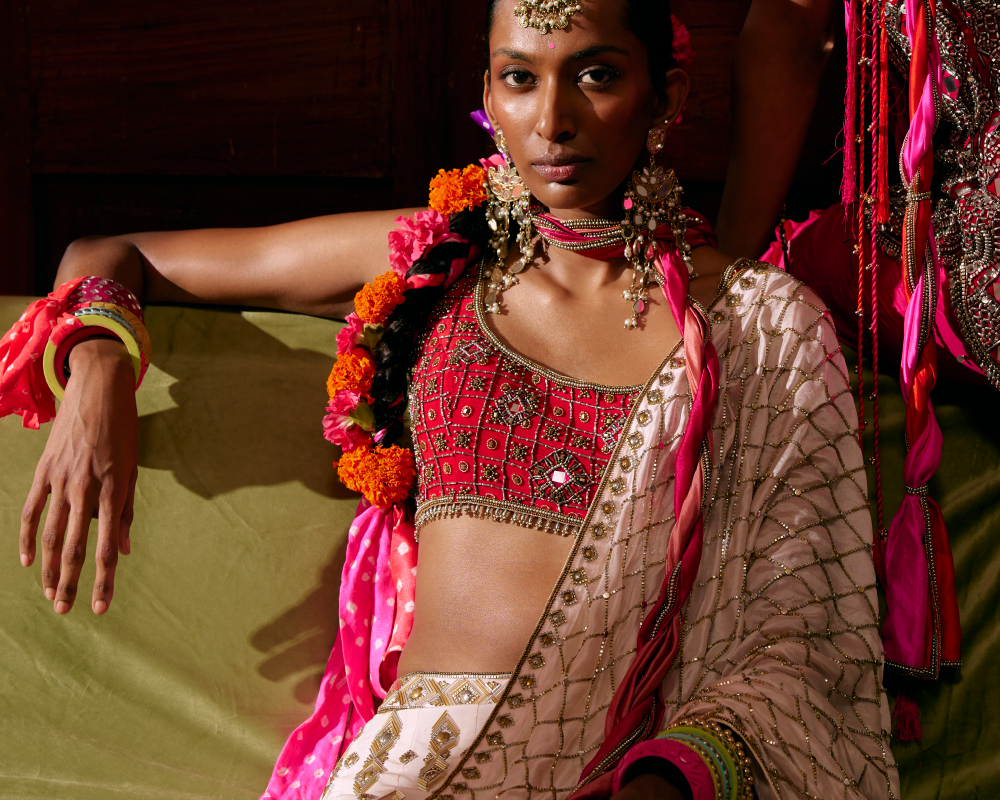 Shyne Lehenga, Ruby Blouse & Starlight Dupatta